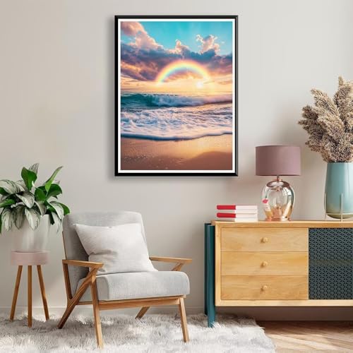 Diamond Painting 40 x 50 cm Regenbogen Diamond Painting Meer Diamond Painting Erwachsene, Diamant Painting Bilder Kinder DIY 5D Diamond Painting für Zimmer Deko Wohnzimmer, Geschenke für Frauen A-798 von FeiPride