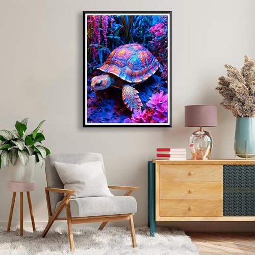 Diamond Painting 40 x 50 cm Schildkröte Diamond Painting Blume Diamond Painting Erwachsene, Diamant Painting Bilder Kinder DIY 5D Diamond Painting Set für Deko Wohnzimmer, Geschenke für Frauen A-177 von FeiPride