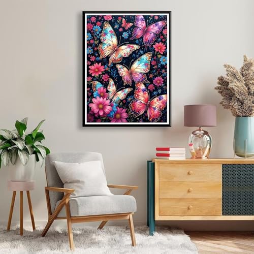 Diamond Painting 40 x 50 cm Schmetterling Diamond Painting Blume Diamond Painting Erwachsene, Diamant Painting Bilder Kinder DIY 5D Diamond Painting Set für Deko Wohnzimmer, Geschenke für Frauen A-132 von FeiPride