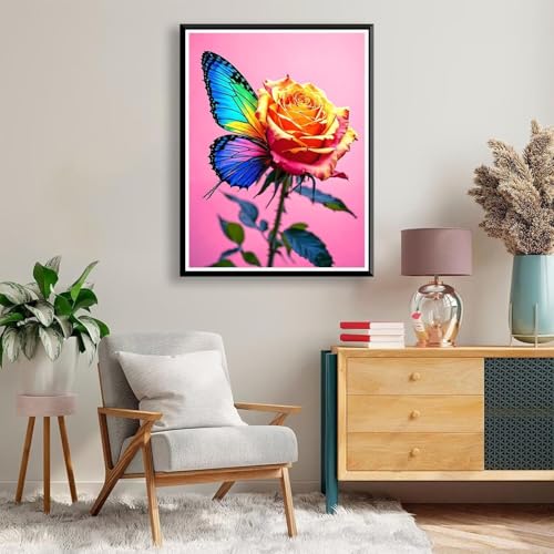 Diamond Painting 40 x 50 cm Schmetterling Diamond Painting Blume Diamond Painting Erwachsene, Diamant Painting Bilder Kinder DIY 5D Diamond Painting Set für Deko Wohnzimmer, Geschenke für Frauen A-153 von FeiPride