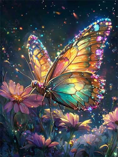 Diamond Painting 40 x 50 cm Schmetterling Diamond Painting Blume Diamond Painting Erwachsene, Diamant Painting Bilder Kinder DIY 5D Diamond Painting Set für Deko Wohnzimmer, Geschenke für Frauen A-806 von FeiPride