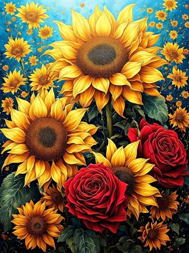 Diamond Painting 40 x 50 cm Sonnenblume Diamond Painting Blume Diamond Painting Erwachsene, Diamant Painting Bilder Kinder DIY 5D Diamond Painting Set für Deko Wohnzimmer, Geschenke für Frauen A-242 von FeiPride