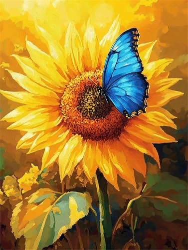 Diamond Painting 40 x 50 cm Sonnenblume Diamond Painting Schmetterling Diamond Painting Erwachsene, Diamant Painting Bilder Kinder DIY Diamond Painting für Deko Wohnzimmer, Geschenke für Frauen A-805 von FeiPride