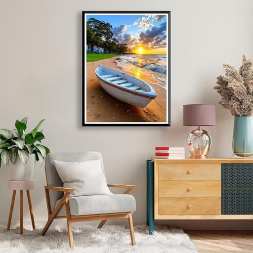 Diamond Painting 40 x 50 cm Sonnenuntergang Diamond Painting Strand Diamond Painting Erwachsene, Diamant Painting Bilder Kinder DIY 5D Diamond Painting Set für Zimmer Deko, Geschenke für Frauen A-135 von FeiPride