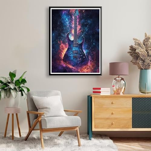 Diamond Painting 40 x 50 cm Sternenhimmel Diamond Painting Gitarre Diamond Painting Erwachsene, Diamant Painting Bilder Kinder DIY 5D Diamond Painting Set für Zimmer Deko, Geschenke für Frauen A-789 von FeiPride