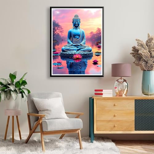 Diamond Painting 40 x 50 cm Zen Diamond Painting Lotus Diamond Painting Erwachsene, Diamant Painting Bilder Kinder DIY 5D Diamond Painting Set für Zimmer Deko Wohnzimmer, Geschenke für Frauen A-255 von FeiPride