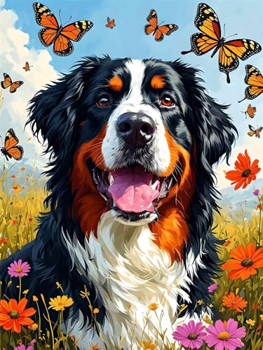 Diamond Painting 45 x 60 cm Hund Diamond Painting Schmetterling Diamond Painting Erwachsene, Diamant Painting Bilder Kinder DIY 5D Diamond Painting Set für Deko Wohnzimmer, Geschenke für Frauen A-365 von FeiPride