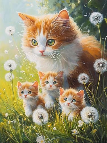 Diamond Painting 45 x 60 cm Tier Diamond Painting Katze Diamond Painting Erwachsene, Diamant Painting Bilder Kinder DIY 5D Diamond Painting Set für Zimmer Deko Wohnzimmer, Geschenke für Frauen A-737 von FeiPride