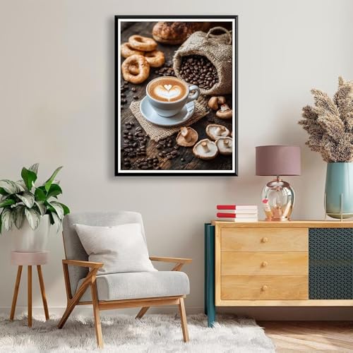 Diamond Painting 50 x 70 cm Kaffee Diamond Painting Pilz Diamond Painting Erwachsene, Diamant Painting Bilder Kinder DIY 5D Diamond Painting Set für Zimmer Deko Wohnzimmer, Geschenke für Frauen A-660 von FeiPride