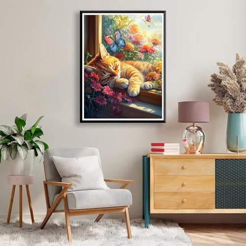 Diamond Painting 50 x 70 cm Tier Diamond Painting Katze Diamond Painting Erwachsene, Diamant Painting Bilder Kinder DIY 5D Diamond Painting Set für Zimmer Deko Wohnzimmer, Geschenke für Frauen A-668 von FeiPride