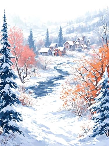 Diamond Painting 60 x 80 cm Winter Diamond Painting Schneeszene Diamond Painting Erwachsene, Diamant Painting Bilder Kinder DIY 5D Diamond Painting Set für Deko Wohnzimmer, Geschenke für Frauen A-367 von FeiPride