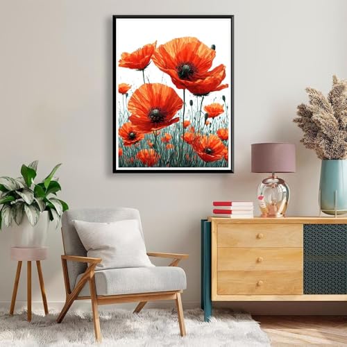 Diamond Painting 70 x 90 cm Mohn Diamond Painting Blume Diamond Painting Erwachsene, Diamant Painting Bilder Kinder DIY 5D Diamond Painting Set für Zimmer Deko Wohnzimmer, Geschenke für Frauen A-194 von FeiPride