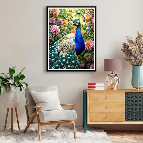 Diamond Painting 70 x 90 cm Pfau Diamond Painting Blume Diamond Painting Erwachsene, Diamant Painting Bilder Kinder DIY 5D Diamond Painting Set für Zimmer Deko Wohnzimmer, Geschenke für Frauen A-154 von FeiPride