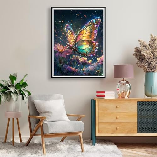 Diamond Painting 70 x 90 cm Schmetterling Diamond Painting Blume Diamond Painting Erwachsene, Diamant Painting Bilder Kinder DIY 5D Diamond Painting Set für Deko Wohnzimmer, Geschenke für Frauen A-806 von FeiPride