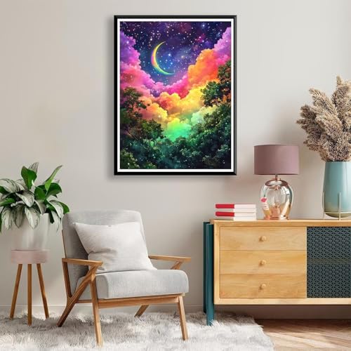 Diamond Painting 70 x 90 cm Sternenhimmel Diamond Painting Mond Diamond Painting Erwachsene, Diamant Painting Bilder Kinder DIY 5D Diamond Painting Set für Deko Wohnzimmer, Geschenke für Frauen A-814 von FeiPride