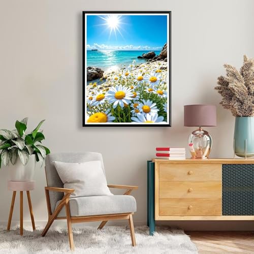 Diamond Painting 80 x 100 cm Gänseblümchen Diamond Painting Landschaft Diamond Painting Erwachsene, Diamant Painting Bilder Kinder DIY Diamond Painting für Deko Wohnzimmer, Geschenke für Frauen A-233 von FeiPride