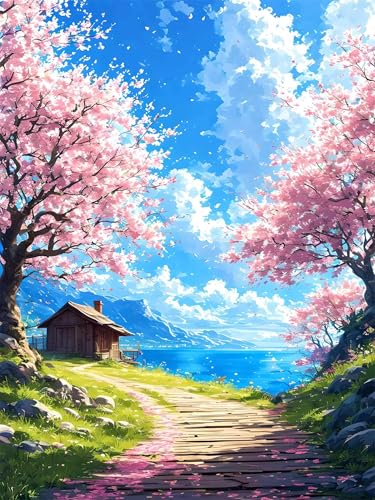 Diamond Painting 80 x 100 cm Landschaft Diamond Painting Baum Diamond Painting Erwachsene, Diamant Painting Bilder Kinder DIY 5D Diamond Painting für Zimmer Deko Wohnzimmer, Geschenke für Frauen A-261 von FeiPride