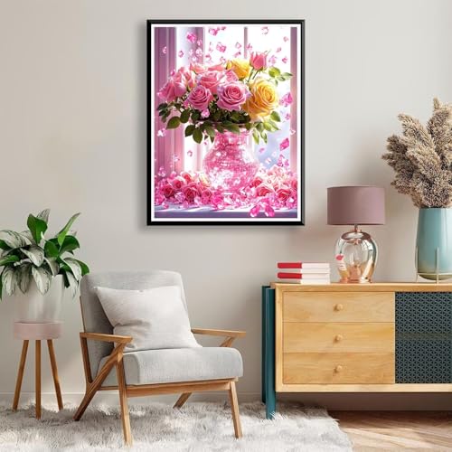 Diamond Painting 90 x 120 cm Blume Diamond Painting Fensterbank Diamond Painting Erwachsene, Diamant Painting Bilder Kinder DIY 5D Diamond Painting Set für Deko Wohnzimmer, Geschenke für Frauen A-241 von FeiPride