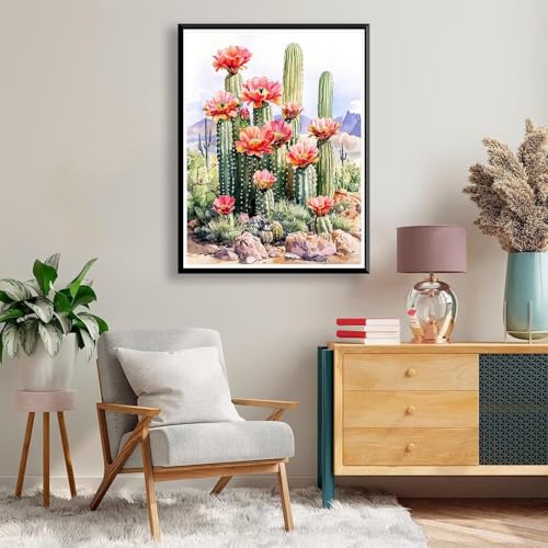 Diamond Painting 90 x 120 cm Blume Diamond Painting Kaktus Diamond Painting Erwachsene, Diamant Painting Bilder Kinder DIY 5D Diamond Painting für Zimmer Deko Wohnzimmer, Geschenke für Frauen A-799 von FeiPride