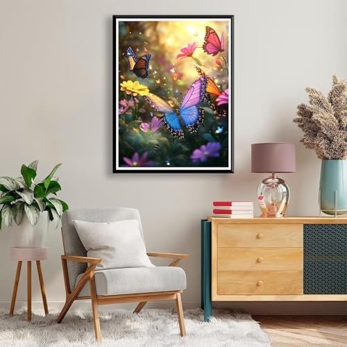 Diamond Painting 90 x 120 cm Schmetterling Diamond Painting Blume Diamond Painting Erwachsene, Diamant Painting Bilder Kinder DIY 5D Diamond Painting Set für Zimmer Deko, Geschenke für Frauen A-811 von FeiPride