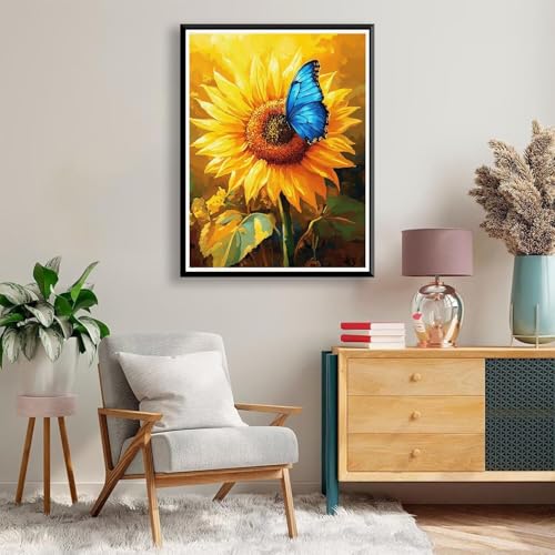 Diamond Painting 90 x 120 cm Sonnenblume Diamond Painting Schmetterling Diamond Painting Erwachsene, Diamant Painting Bilder Kinder DIY Diamond Painting für Deko Wohnzimmer, Geschenke für Frauen A-805 von FeiPride