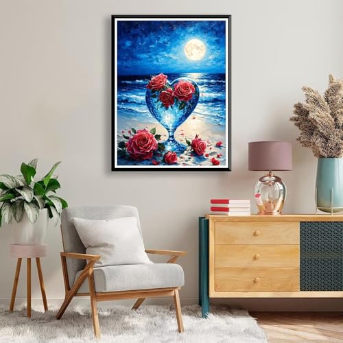 Diamond Painting 90 x 120 cm Strand Diamond Painting Blume Diamond Painting Erwachsene, Diamant Painting Bilder Kinder DIY 5D Diamond Painting für Zimmer Deko Wohnzimmer, Geschenke für Frauen A-223 von FeiPride