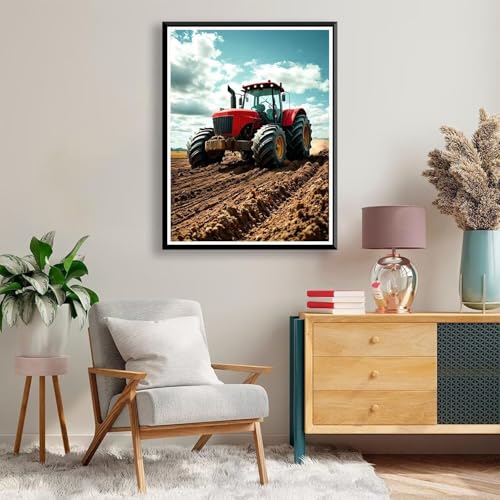 Diamond Painting 90 x 120 cm Traktor Diamond Painting Auto Diamond Painting Erwachsene, Diamant Painting Bilder Kinder DIY 5D Diamond Painting für Zimmer Deko Wohnzimmer, Geschenke für Frauen A-235 von FeiPride