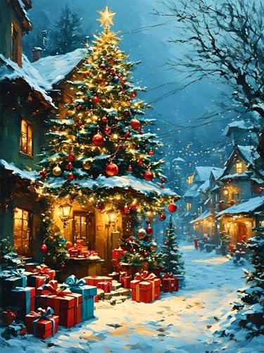 Diamond Painting 90 x 120 cm Weihnachtsbaum Diamond Painting Landschaft Diamond Painting Erwachsene, Diamant Painting Bilder Kinder DIY Diamond Painting für Deko Wohnzimmer, Geschenke für Frauen A-254 von FeiPride