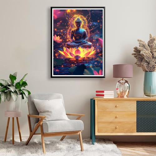 Diamond Painting 90 x 120 cm Zen Diamond Painting Lotus Diamond Painting Erwachsene, Diamant Painting Bilder Kinder DIY 5D Diamond Painting Set für Zimmer Deko Wohnzimmer, Geschenke für Frauen A-808 von FeiPride