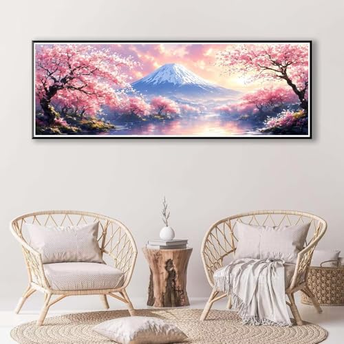 Diamond Painting Berg 100 x 300 cm, Diamond Painting Erwachsene groß, 5D Diamant Painting Bilder Baum Diamond Painting Set, DIY Runde Crystal Art Stickerei Diamant Malerei für Home Wand Deko P-335 von FeiPride