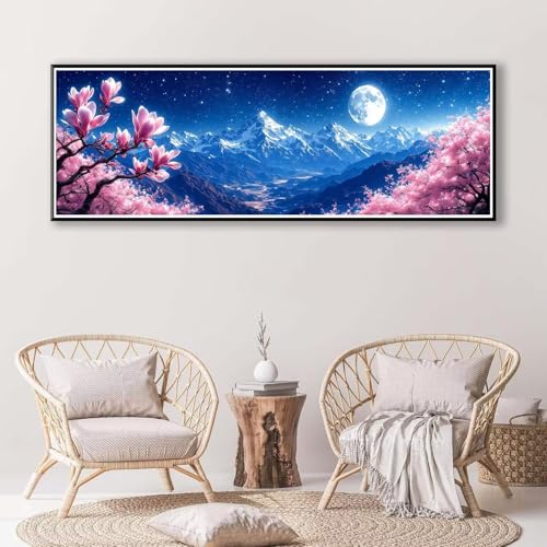 Diamond Painting Berg 50 x 150 cm, Diamond Painting Erwachsene groß, 5D Diamant Painting Bilder Mond Diamond Painting Set, DIY Runde Crystal Art Stickerei Diamant Malerei für Home Wand Deko P-401 von FeiPride