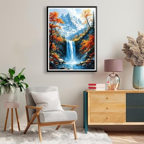 Diamond Painting Berg Diamond Painting Erwachsene Kinder, 5D Diamant Painting Bilder Landschaft Diamond Painting Eckige Steine, DIY Full Drill Diamond Painting Set für Home Wand Deko 70 x 90 cm A-217 von FeiPride