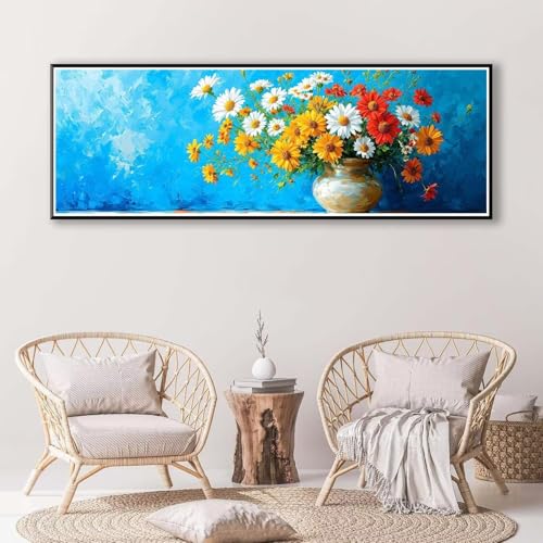 Diamond Painting Blume 100 x 300 cm, Diamond Painting Erwachsene groß, 5D Diamant Painting Bilder Gänseblümchen Diamond Painting Set, DIY Crystal Art Stickerei Diamant Malerei für Home Wand Deko P-353 von FeiPride