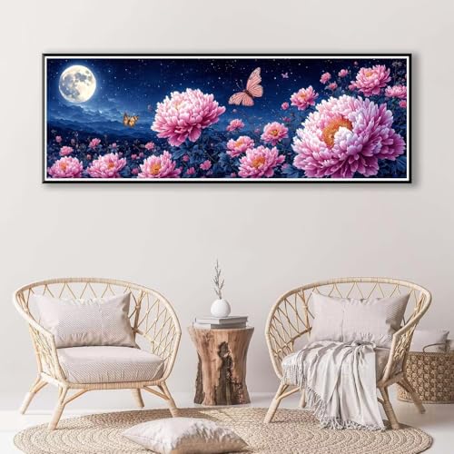 Diamond Painting Blume 100 x 300 cm, Diamond Painting Erwachsene groß, 5D Diamant Painting Bilder Mond Diamond Painting Set, DIY Runde Crystal Art Stickerei Diamant Malerei für Home Wand Deko P-341 von FeiPride