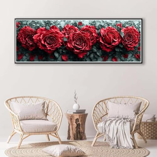 Diamond Painting Blume 100 x 300 cm, Diamond Painting Erwachsene groß, 5D Diamant Painting Bilder Rose Diamond Painting Set, DIY Runde Crystal Art Stickerei Diamant Malerei für Home Wand Deko P-788 von FeiPride