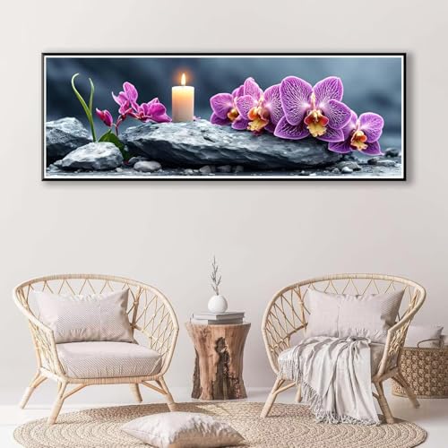 Diamond Painting Blume 100 x 300 cm, Diamond Painting Erwachsene groß, 5D Diamant Painting Bilder Zen Diamond Painting Set, DIY Runde Crystal Art Stickerei Diamant Malerei für Home Wand Deko P-866 von FeiPride