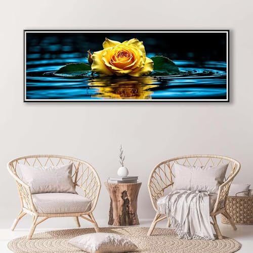 Diamond Painting Blume 30 x 90 cm, Diamond Painting Erwachsene groß, 5D Diamant Painting Bilder Rose Diamond Painting Set, DIY Runde Crystal Art Stickerei Diamant Malerei für Home Wand Deko P-338 von FeiPride