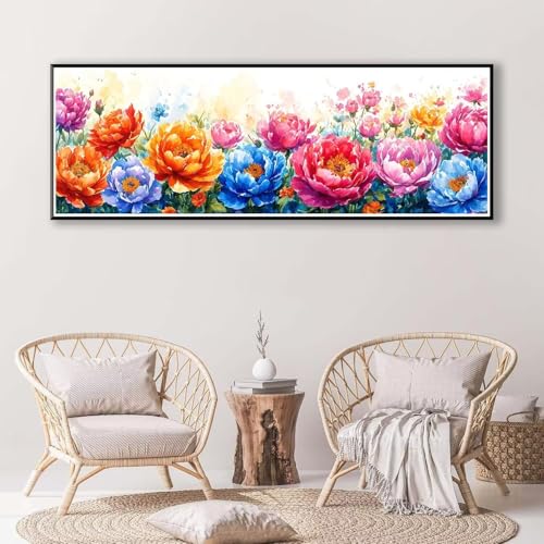 Diamond Painting Blume 40 x 120 cm, Diamond Painting Erwachsene groß, 5D Diamant Painting Bilder Farbige Blumen Diamond Painting Set, DIY Crystal Art Stickerei Diamant Malerei für Home Wand Deko P-413 von FeiPride