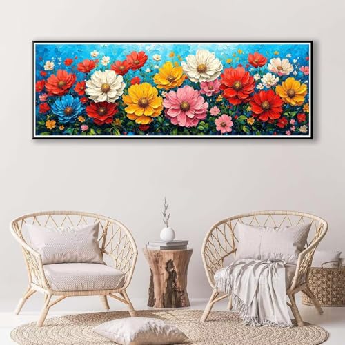 Diamond Painting Blume 50 x 150 cm, Diamond Painting Erwachsene groß, 5D Diamant Painting Bilder Farbige Blumen Diamond Painting Set, DIY Crystal Art Stickerei Diamant Malerei für Home Wand Deko P-422 von FeiPride