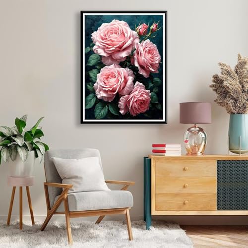 Diamond Painting Blume Diamond Painting Erwachsene Kinder, 5D Diamant Painting Bilder Rose Diamond Painting Eckige Steine, DIY Full Drill Diamond Painting Set für Home Wand Deko 30 x 40 cm A-164 von FeiPride