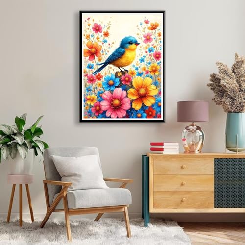 Diamond Painting Blume Diamond Painting Erwachsene Kinder, 5D Diamant Painting Bilder Vogel Diamond Painting Eckige Steine, DIY Full Drill Diamond Painting Set für Home Wand Deko 30 x 40 cm A-185 von FeiPride