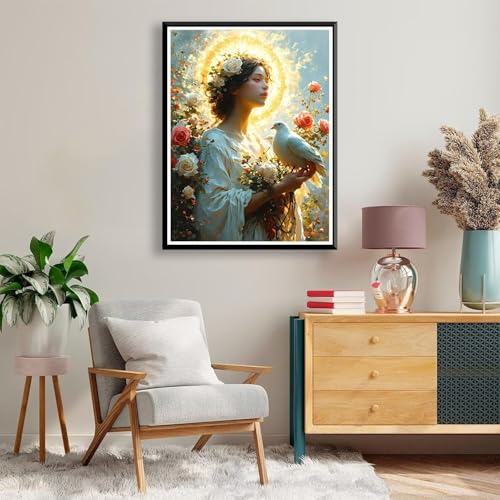 Diamond Painting Engel Diamond Painting Erwachsene Kinder, 5D Diamant Painting Bilder Blume Diamond Painting Eckige Steine, DIY Full Drill Diamond Painting Set für Home Wand Deko 30 x 40 cm A-260 von FeiPride