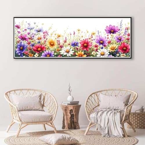 Diamond Painting Farbige Blumen 100 x 300 cm,Diamond Painting Erwachsene groß,5D Diamant Painting Bilder Landschaft Diamond Painting Set,DIY Crystal Art Stickerei Diamant Malerei Home Wand Deko P-374 von FeiPride