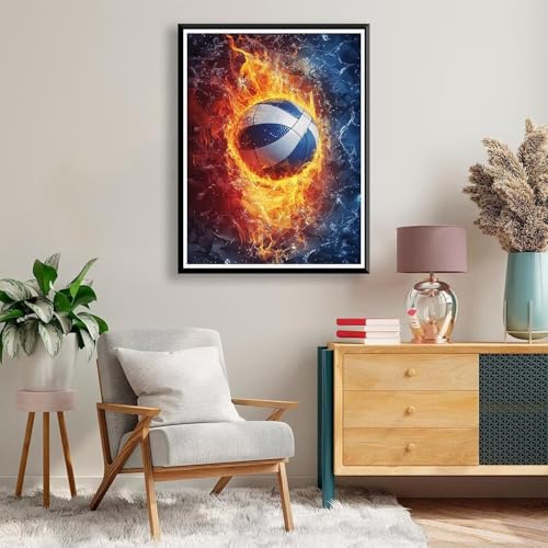 Diamond Painting Fußball Diamond Painting Erwachsene Kinder, 5D Diamant Painting Bilder Feuer Diamond Painting Eckige Steine, DIY Full Drill Diamond Painting Set für Home Wand Deko 50 x 70 cm A-807 von FeiPride