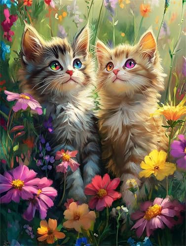 Diamond Painting Katze Diamant Painting Bilder Erwachsene Kinder Tier, 5D DIY Vollbohrer Eckige Steine Diamant Malerei Stickerei Bastelset für Deko Wohnzimmer, Geschenke für Frauen 30 x 40 cm A-1146 von FeiPride