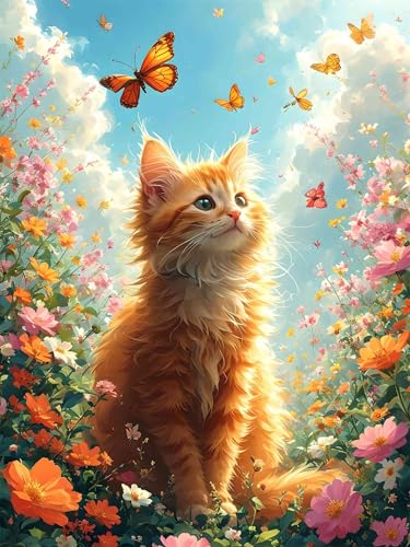 Diamond Painting Katze Diamond Painting Erwachsene Kinder, 5D Diamant Painting Bilder Tier Diamond Painting Eckige Steine, DIY Full Drill Diamond Painting Set für Home Wand Deko 30 x 40 cm A-226 von FeiPride