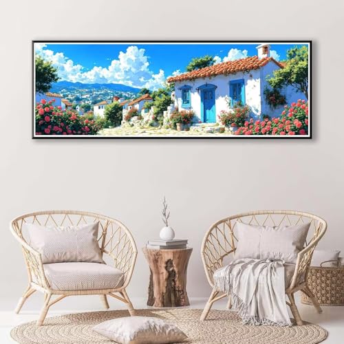 Diamond Painting Kleine Stadt 100 x 300 cm,Diamond Painting Erwachsene groß,5D Diamant Painting Bilder Landschaft Diamond Painting Set,DIY Crystal Art Stickerei Diamant Malerei Home Wand Deko P-827 von FeiPride