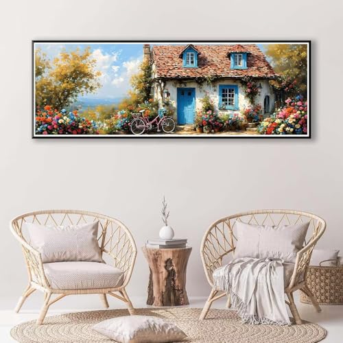 Diamond Painting Landschaft 100 x 300 cm, Diamond Painting Erwachsene groß, 5D Diamant Painting Bilder Haus Diamond Painting Set, DIY Crystal Art Stickerei Diamant Malerei für Home Wand Deko P-359 von FeiPride