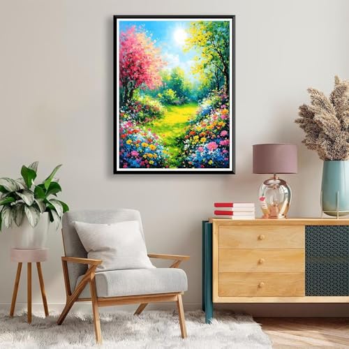 Diamond Painting Landschaft Diamond Painting Erwachsene Kinder, 5D Diamant Painting Bilder Farbige Blumen Diamond Painting Eckige Steine, DIY Full Drill Diamond Painting für Home Deko 30 x 40 cm A-221 von FeiPride