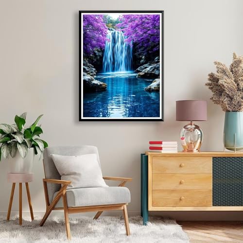 Diamond Painting Landschaft Diamond Painting Erwachsene Kinder Diamant Painting Bilder Fallen Diamond Painting Eckige Steine, DIY Full Drill Diamond Painting Set für Home Wand Deko 70 x 90 cm A-265 von FeiPride